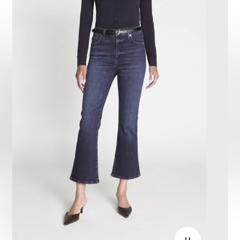 Frame Denim Dark Indigo Cropped Flare Jeans